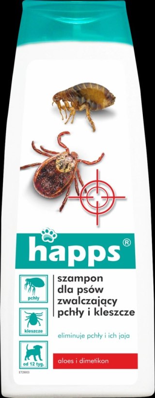 HAPPS Szampon dla Psów Zwalczający Pchły i Kleszcze 250 ml