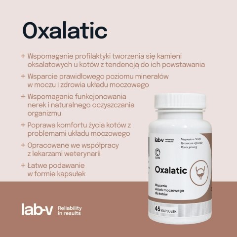 Lab-v Oxalatic Wsparcie Dla Kotów Przy Tworzeniu Się Kamieni Oksalatowych 45 Kapsułek