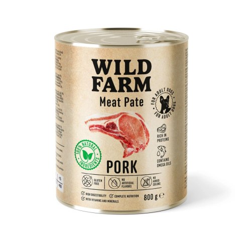 Wild Farm Pate Pork 800g - Mokra Karma z Wieprzowiną dla Psów