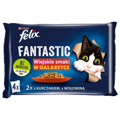Felix Wiejskie Smaki W Galaretce Z Wołowina I Kurczakiem 4x85g