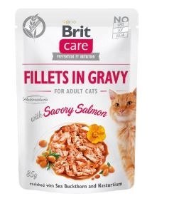 Brit Brit Care Cat Pouches Filets In Gravy With Savory Salmon Enriched With Sea Buckthorn And Nasturtium 85g