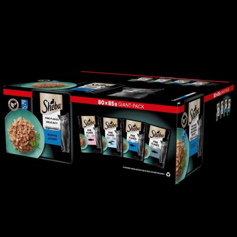 Sheba Sheba Delicacy Rybne Smaki W Galaretce, Z Łososiem, Z Białą Rybą, Z Tuńczykiem, Z Dorszem 80x85g