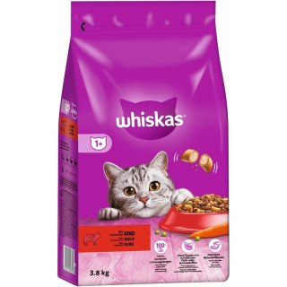 Whiskas Whiskas Adult Sucha Karma Pełnoporcjowa Dla Dorosłych Kotów Z Pyszną Wołowiną 3,8kg