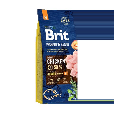 Brit Premium By Nature Junior M Z Kurczakiem 15kg