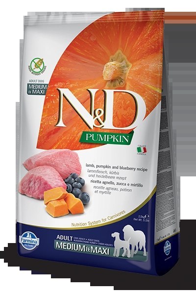 Farmina N&D Pumpkin Grain Free Canine Adult Medium&Maxi Lamb&Blueberry 2,5kg