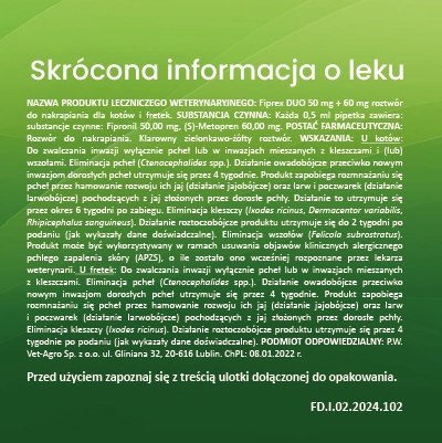 Vet-Agro Fiprex Duo Kot, Fretka 0,5ml