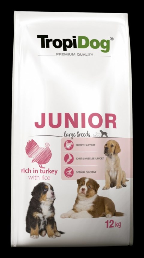Tropidog Premium Junior Indyk Z Ryżem 12kg