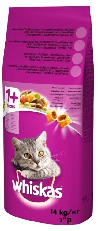 WHISKAS Karma Sucha Dla Kota 1+ Z Tuńczykiem 14kg