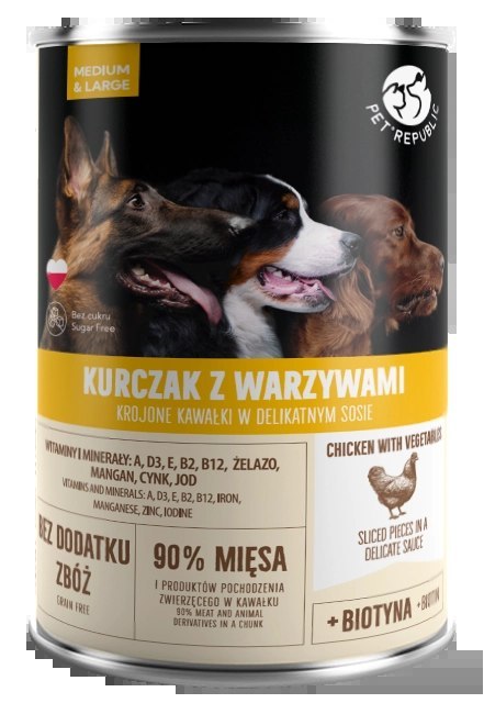 PetRepublic Kurczak Z Warzywami Krojone Kawałki W Delikatnym Sosie 1250g